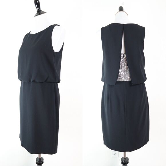 Trina Turk Dresses & Skirts - Trina Turk Size 6 Silver Sequin Back Blouson Dress Sleeveless Black